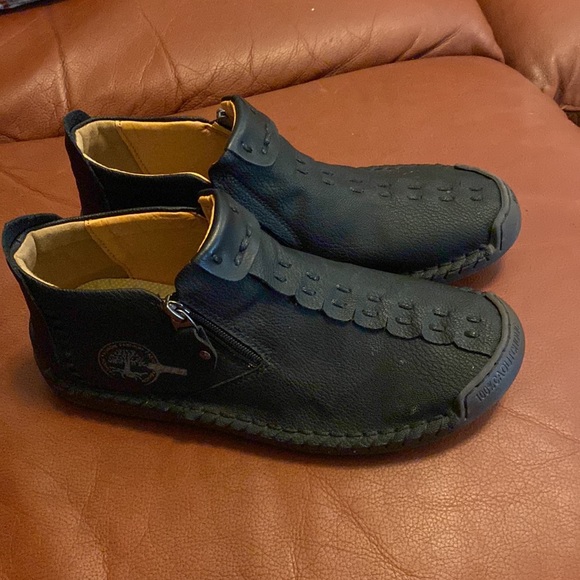 Dacomfy Mens Ankle Boots Leather Casual Loafers Shoes, Mens Side Zipper Boots - Picture 2 of 7